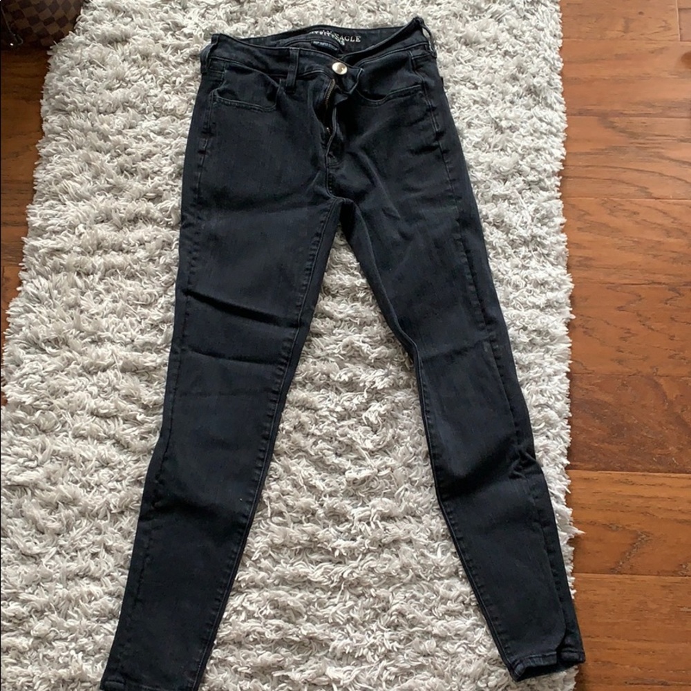 High waisted skinny black jeans from AE